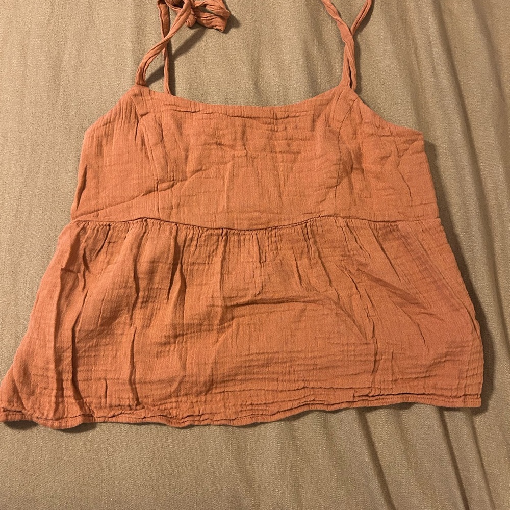 Old Navy Rust Camisole Peplum Top with Bow Tie Sleeves